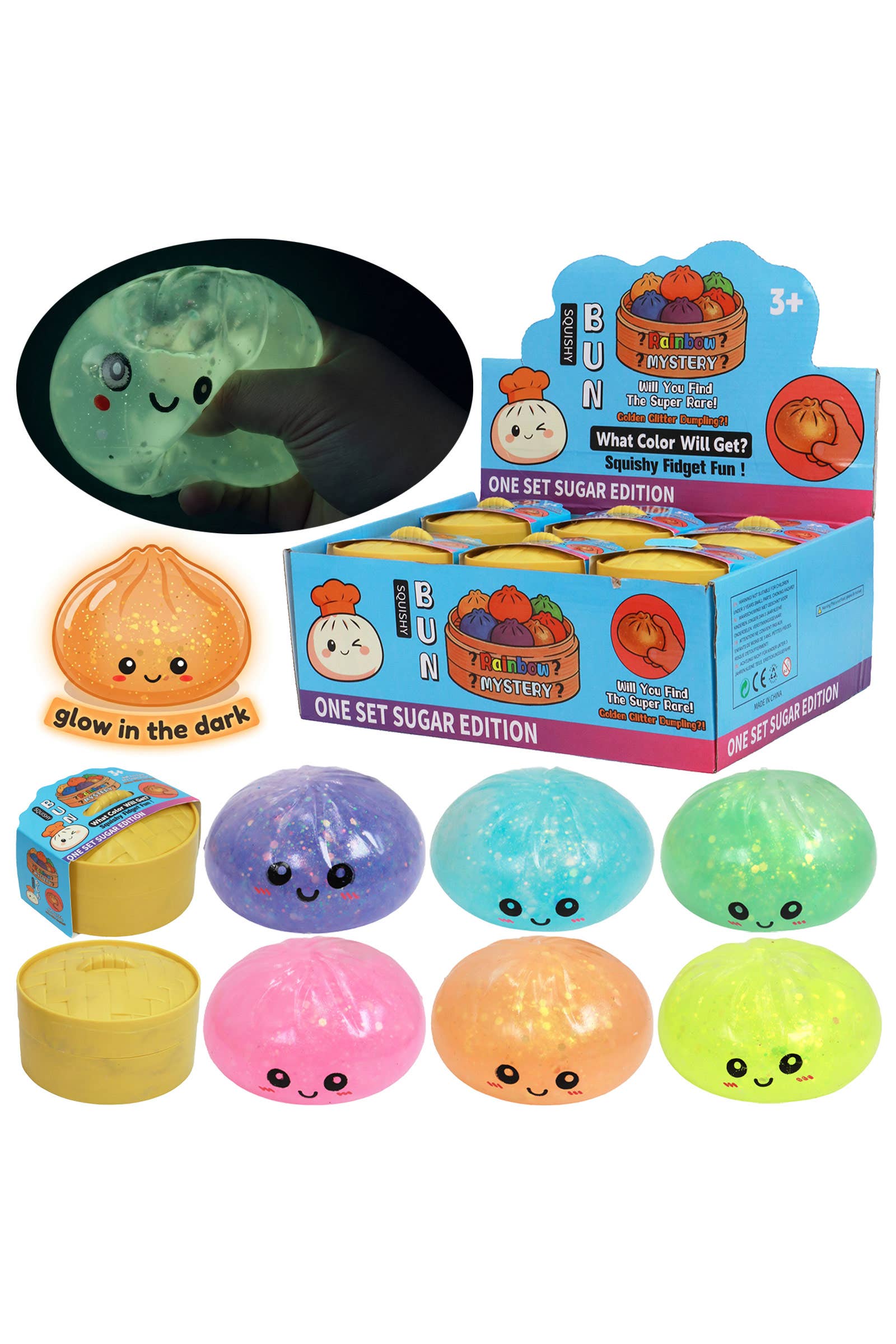 Glow In Dark Glitter Jiggly Jelly Dumpling Bao Bun Squishy