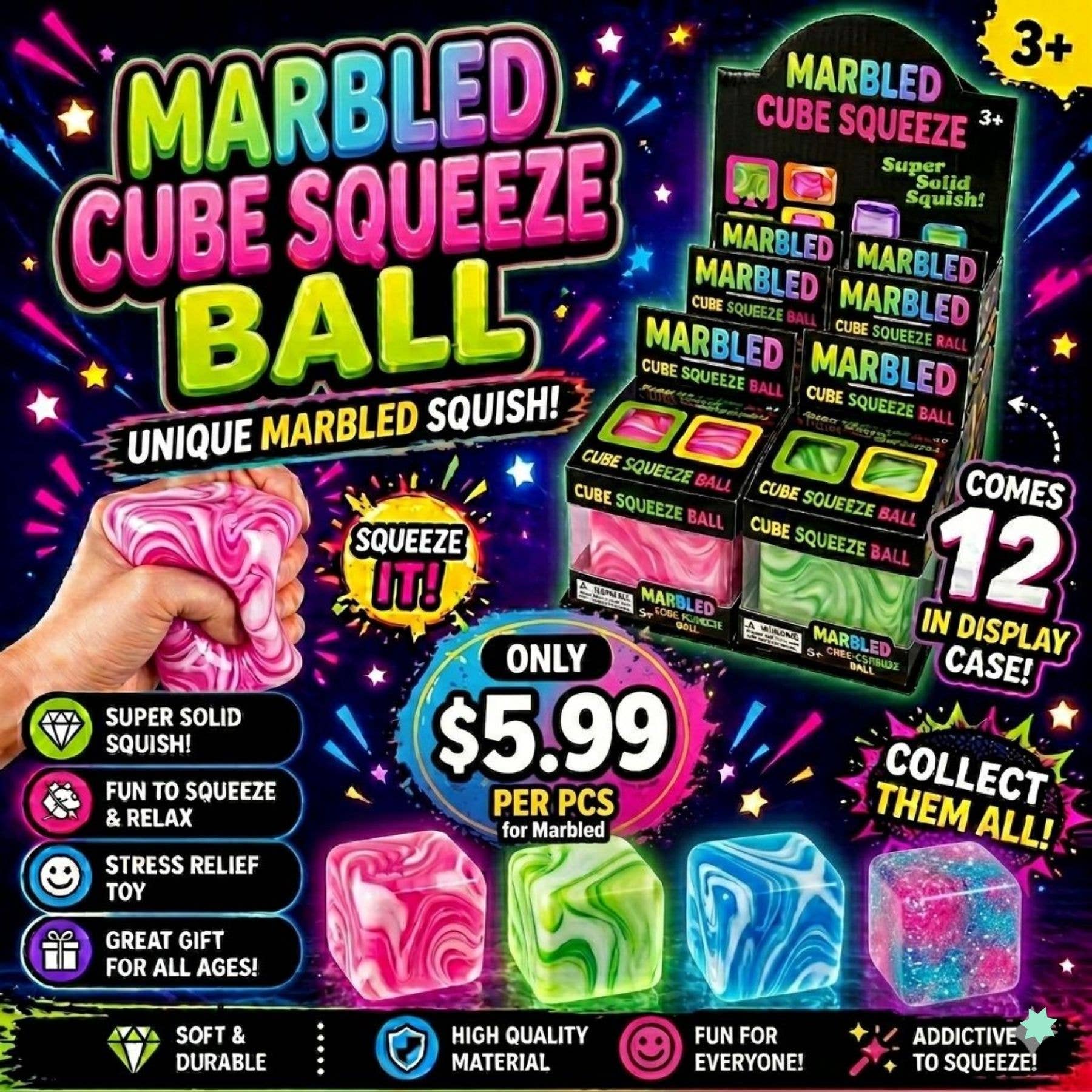 Marbled Cube Squeeze – Viral Swirl Cubes