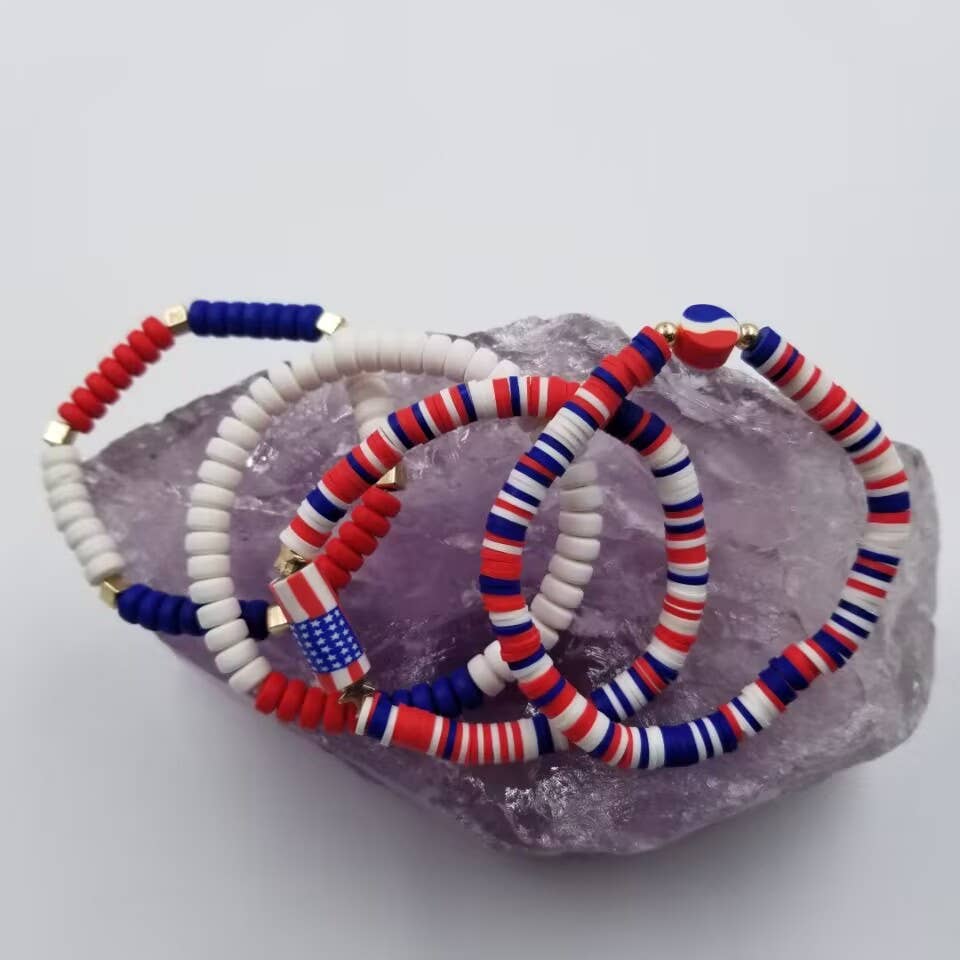 Patriotic Heishi Bracelet - Set Of 4