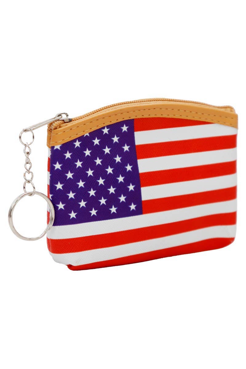 American Flag PU Leather Coin Purse Bag