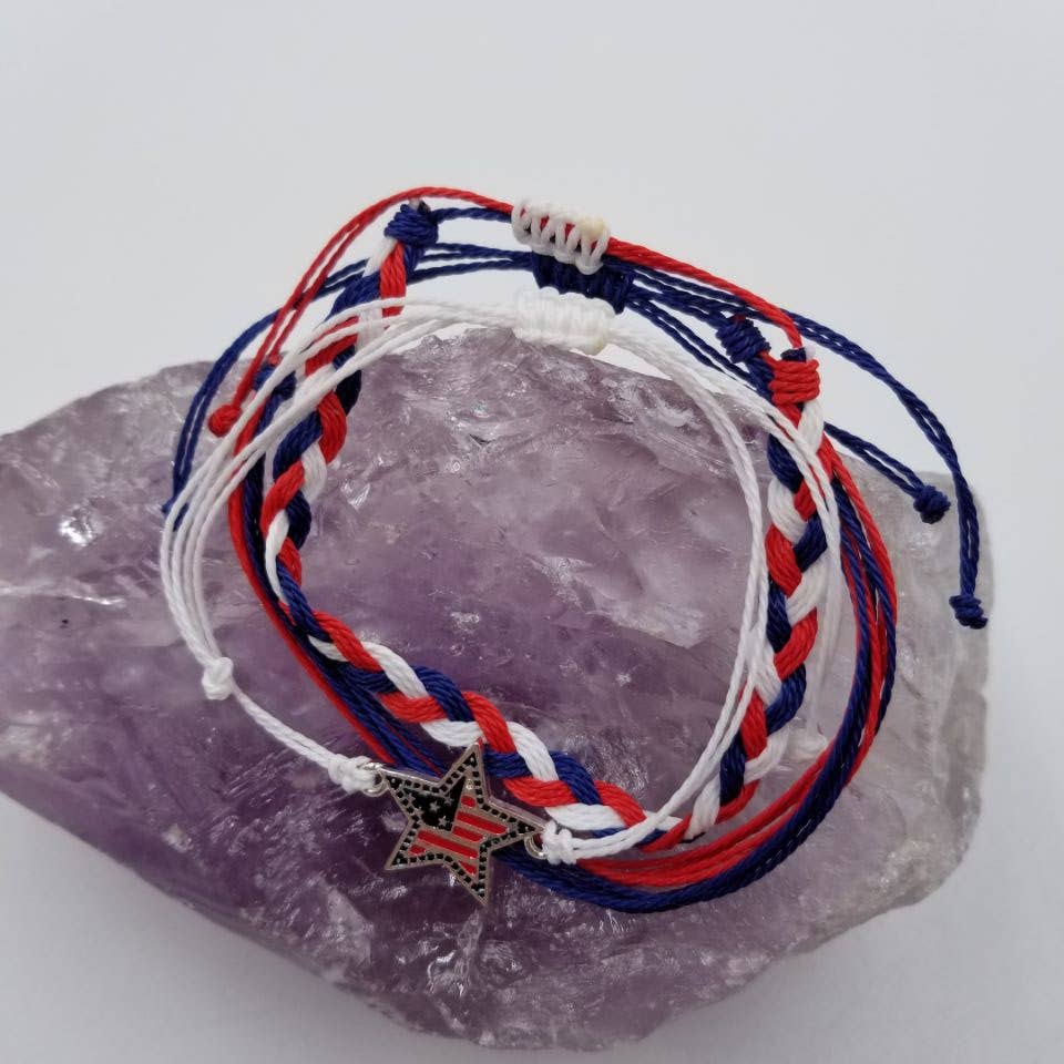 Patriotic Star Woven Bracelet - Set Of 3