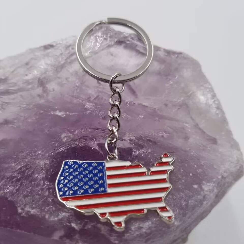 American Map Patriotic Keychain
