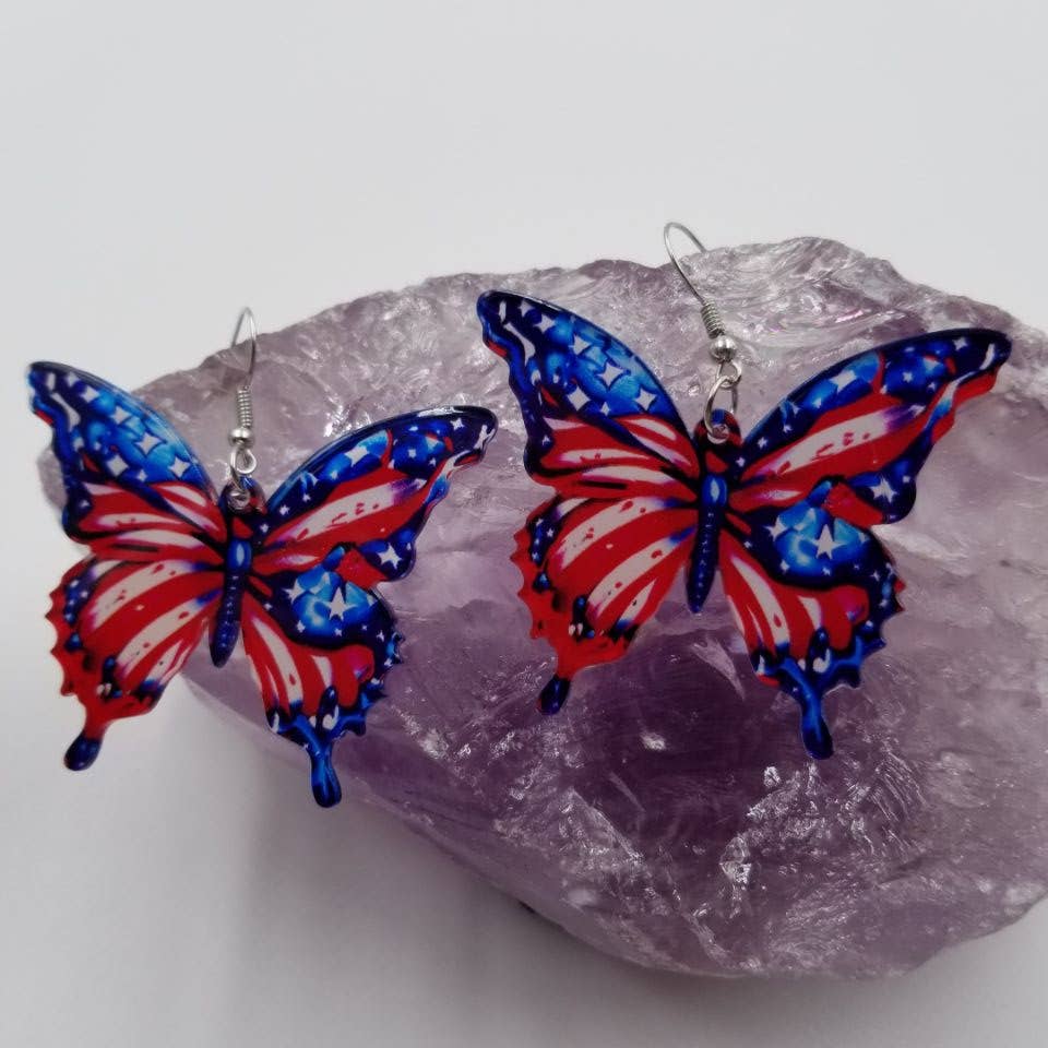 4th of July Butterfly Earrings