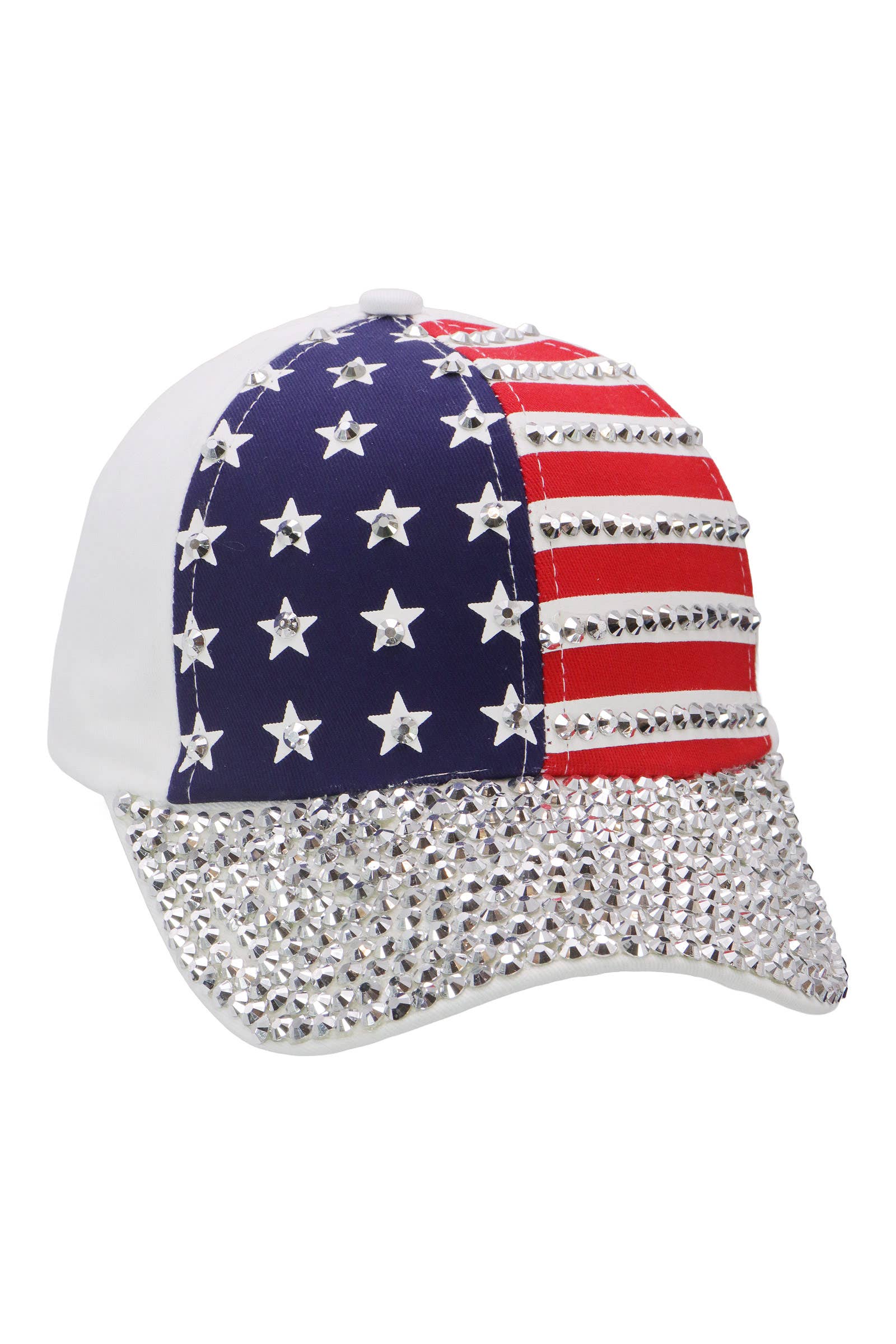 American Flag Stripe Bling Rhinestone Baseball Cap