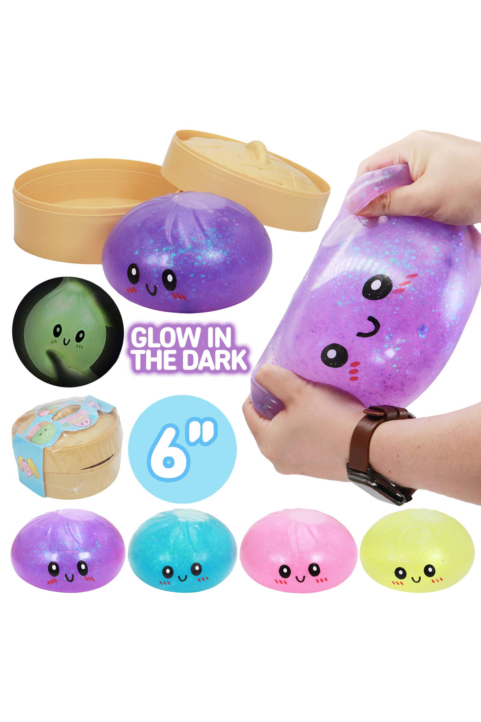 JUMBO Glow In Dark Jelly Dumpling Slime Squishy - 6 Inch