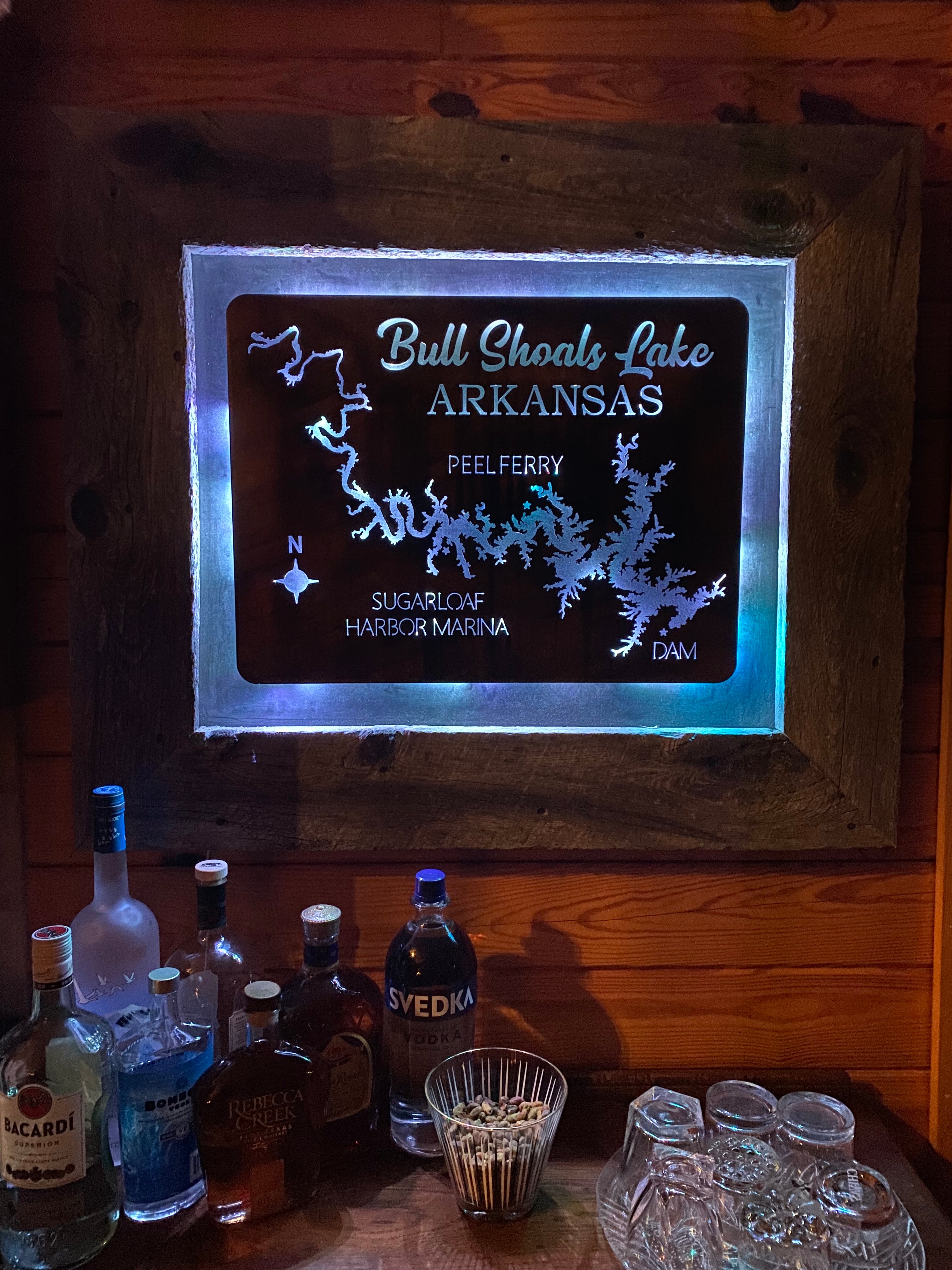 Custom Bull Shoals Lake map with LED lighting