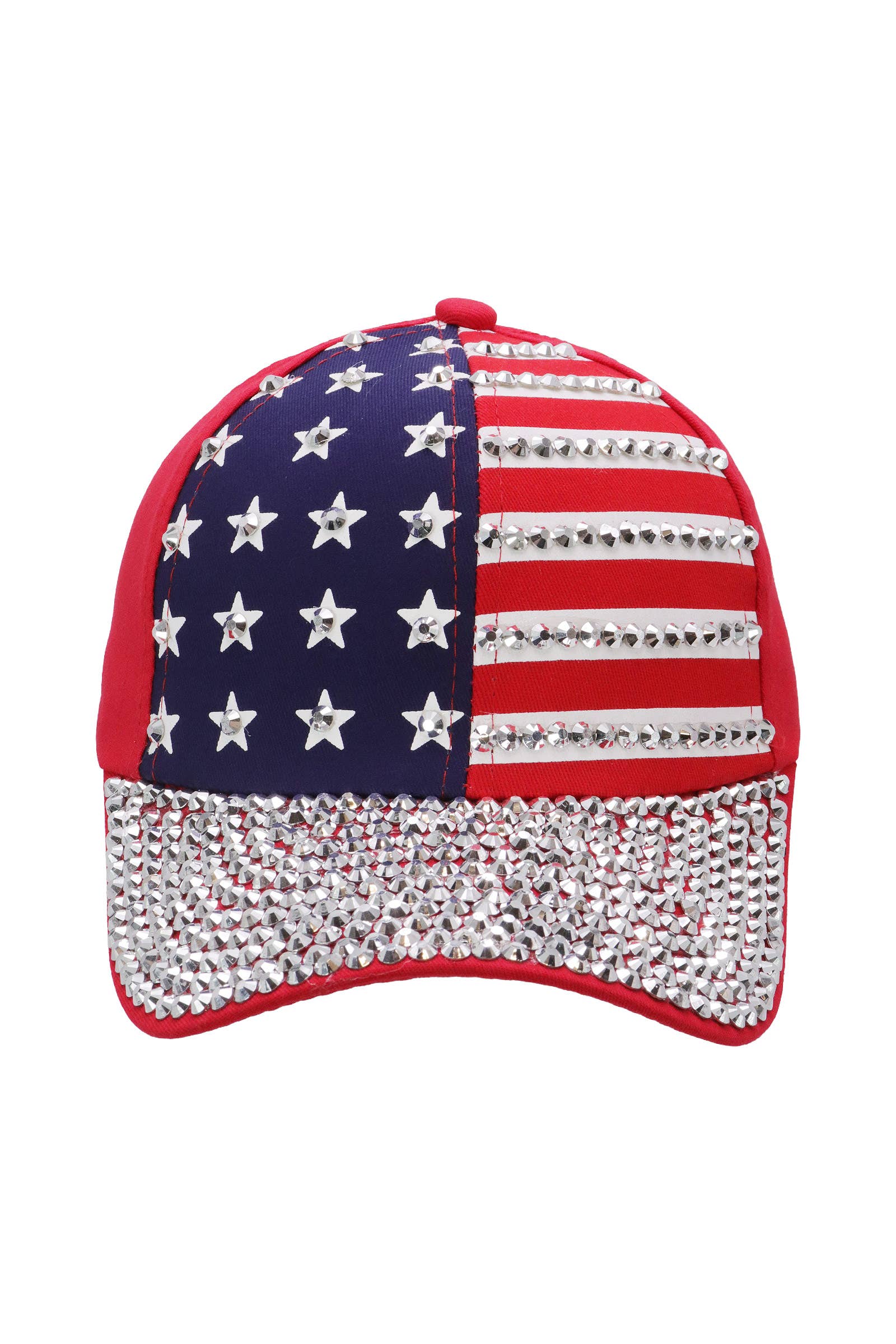 American Flag Stripe Bling Rhinestone Baseball Cap