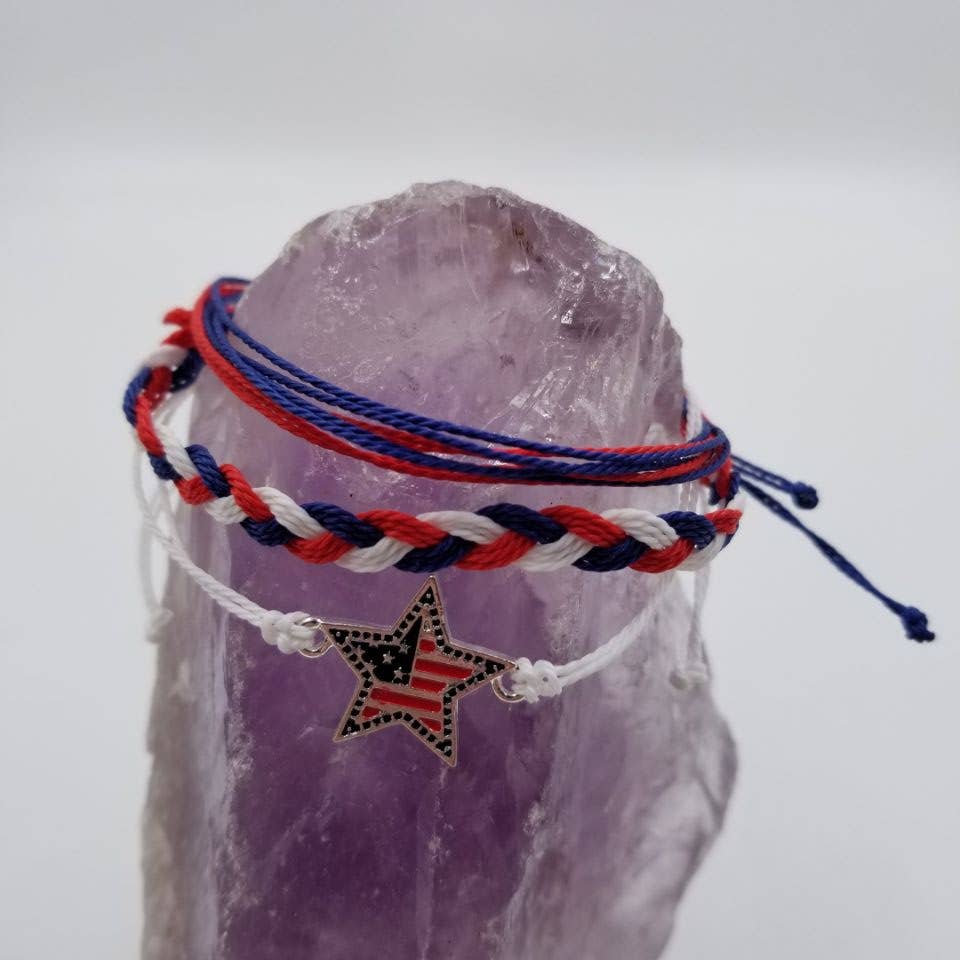Patriotic Star Woven Bracelet - Set Of 3