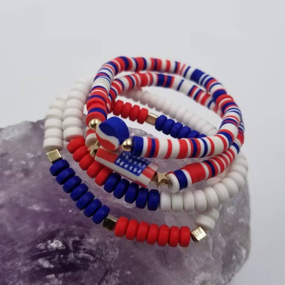Patriotic Heishi Bracelet - Set Of 4