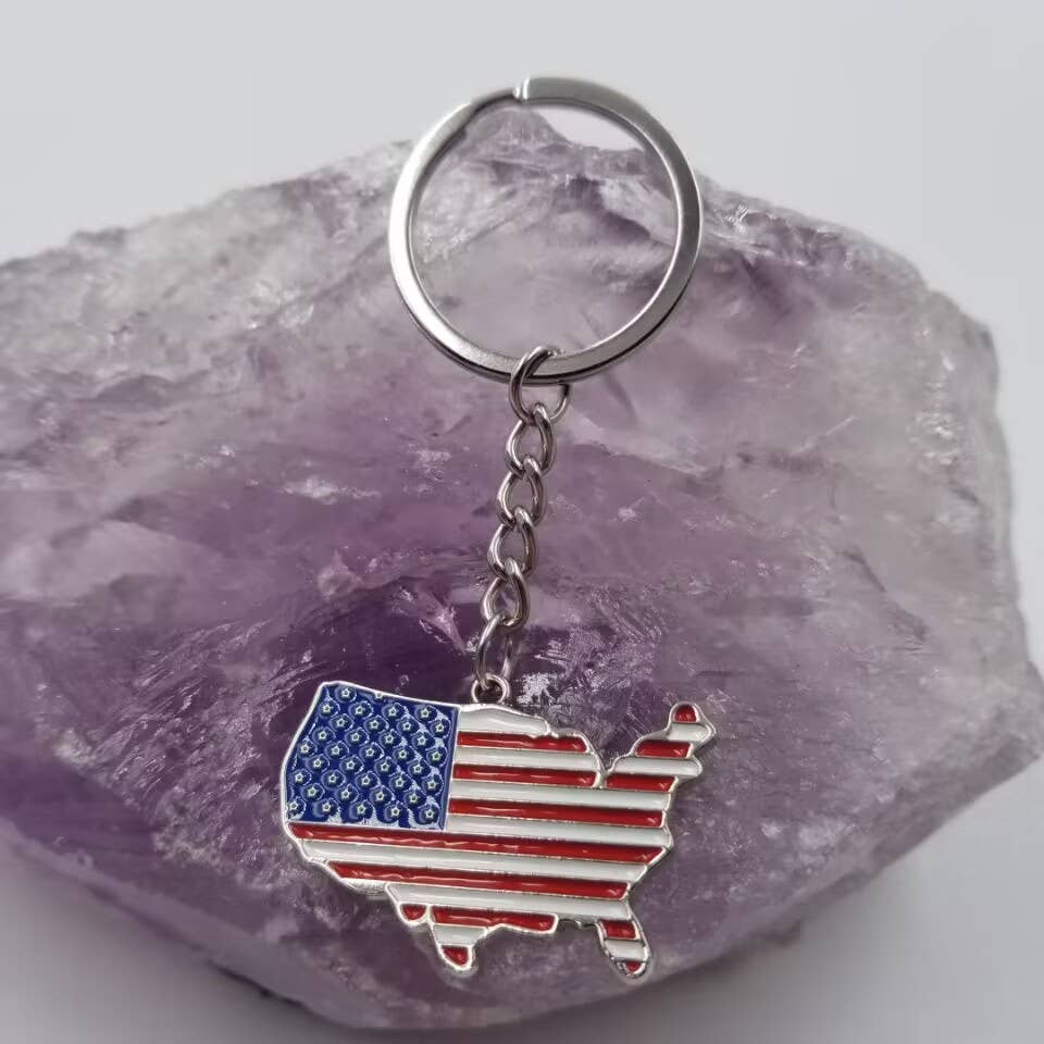 American Map Patriotic Keychain