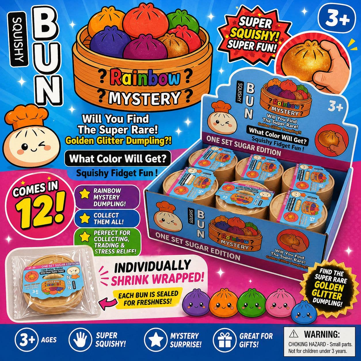 Glitter Edition Dumpling Squishy – Viral Mystery Dumplings