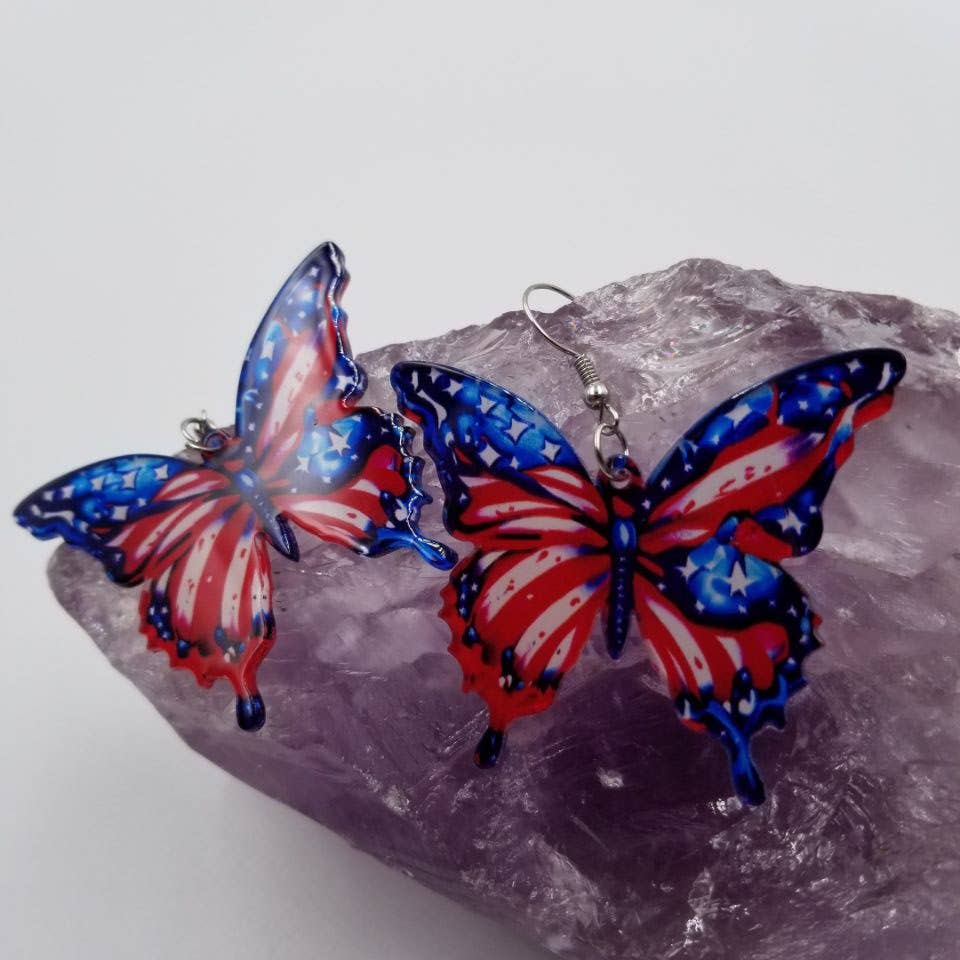4th of July Butterfly Earrings