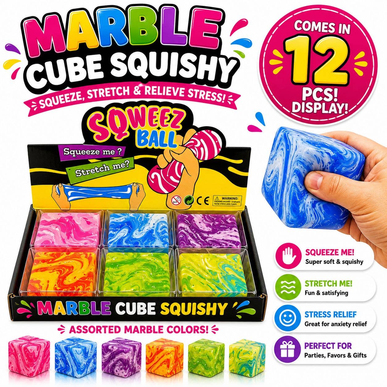 Marbled Cube Squeeze  – Viral Swirl Cubes