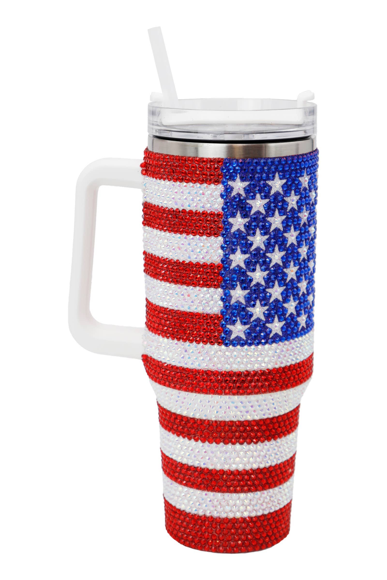 American Flag Bling Glitter Insulated Tumbler - 40 Oz
