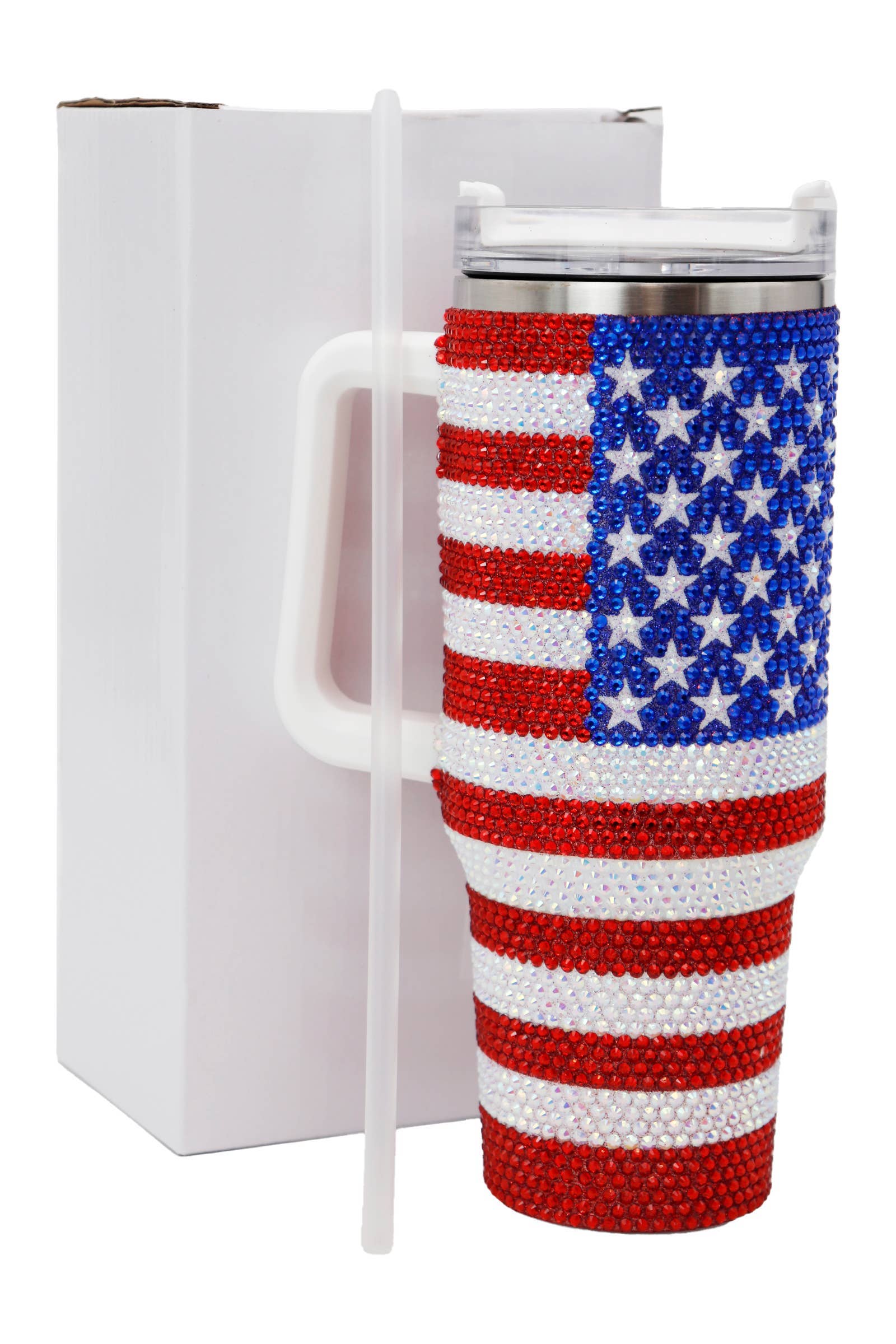 American Flag Bling Glitter Insulated Tumbler - 40 Oz