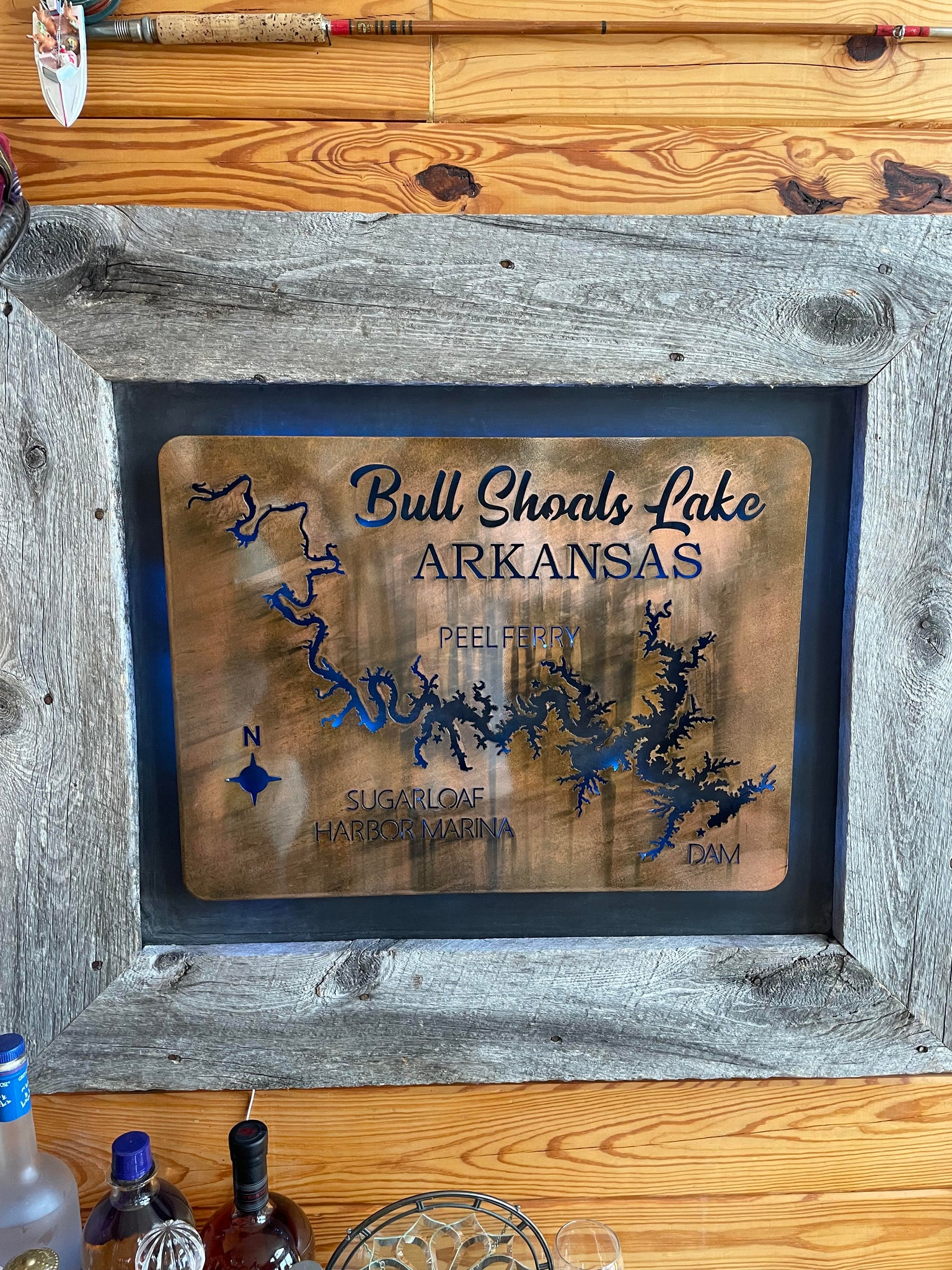 Custom Bull Shoals Lake map with LED lighting